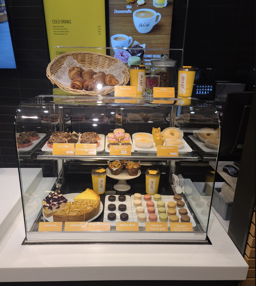 A dessert case at McDonald's