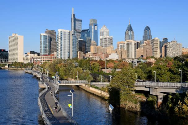 PHOTO: View on the Center City skyline as seen from the South Street Bridge, in Philadelphia, Oct. 23, 2019. (NurPhoto via Getty Images)