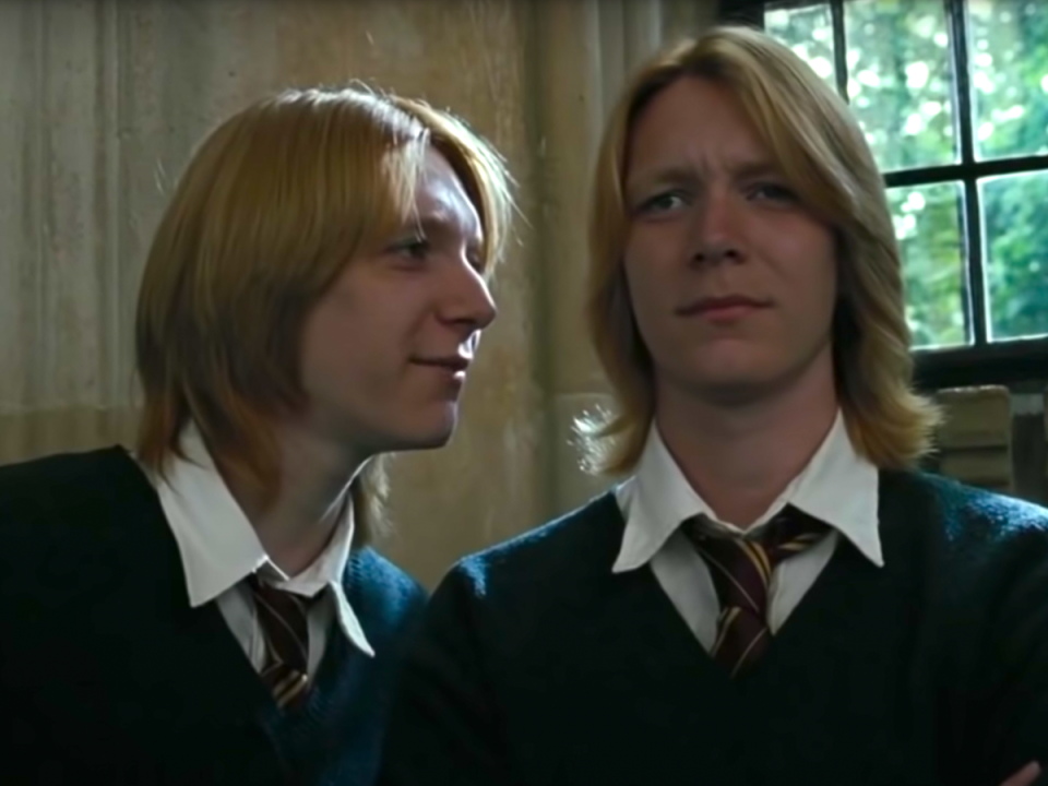 James and Oliver Phelps played Fred and George Weasley across all eight Harry Potter films (YouTube / Warner Bros)