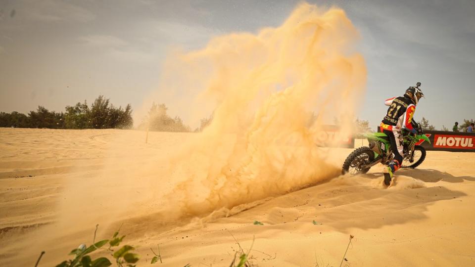 Riders compete during a desert rally near Lac Rose, 35 km north-east of the capital, Dakar, Senegal on December 17, 2023