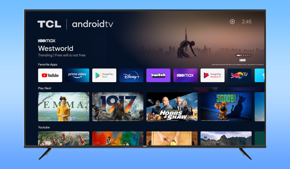 The Google TV (formerly Android TV) interface on a TCL TV.