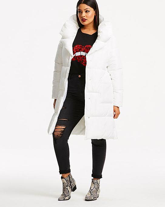 Plus-Size Long Puffer Coat