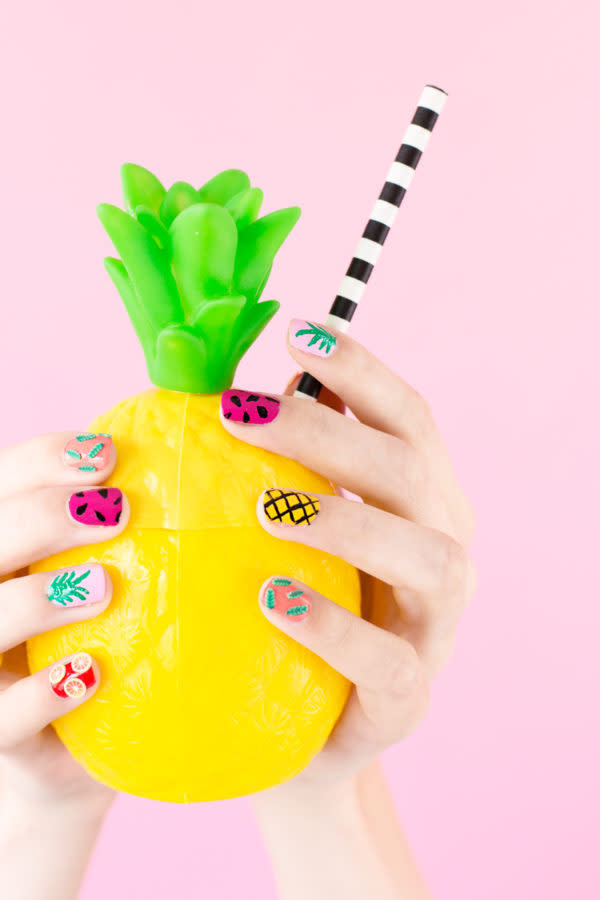 <p>Give yourself a tropical manicure to get yourself in the summer spirit.<i><a href="http://studiodiy.com/2016/05/10/diy-tropical-fruit-manicure/" rel="nofollow noopener" target="_blank" data-ylk="slk:[Photo: Studio DIY];elm:context_link;itc:0;sec:content-canvas" class="link "> [Photo: Studio DIY]</a></i></p>