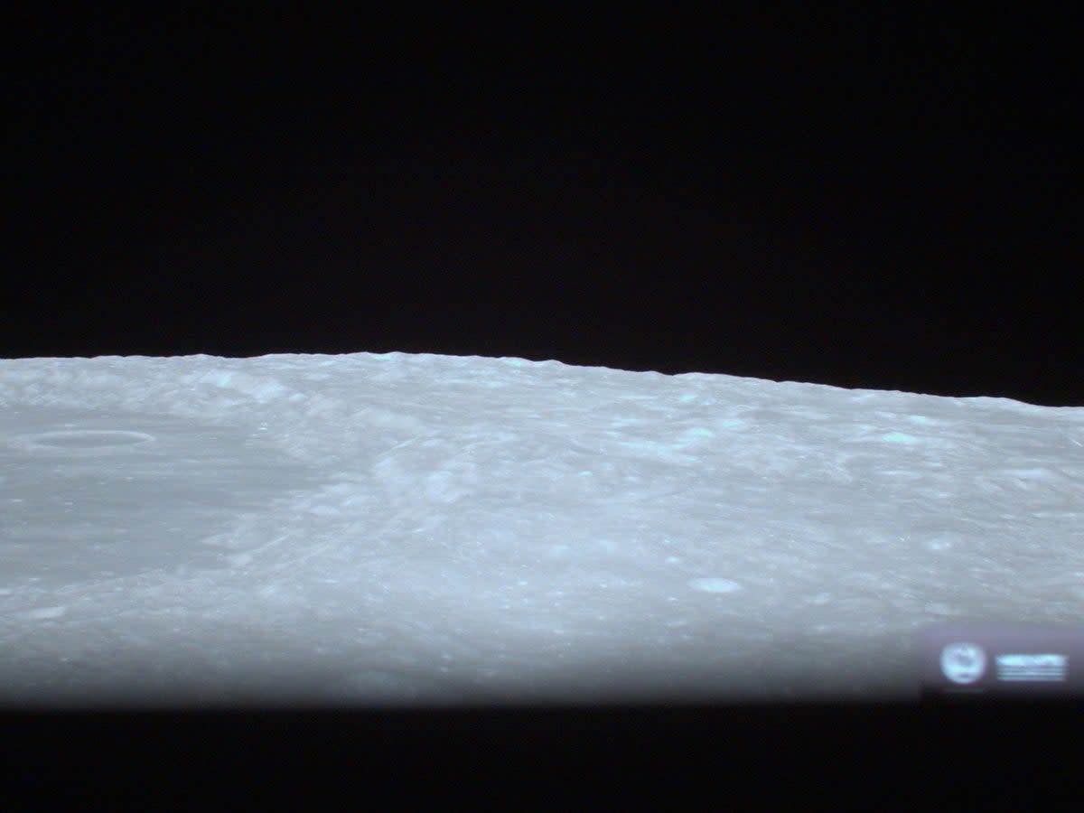 A photo of the Moon taken from the ispace lander’s onboard camera from an altitude of 100km above the lunar surface (ispace)
