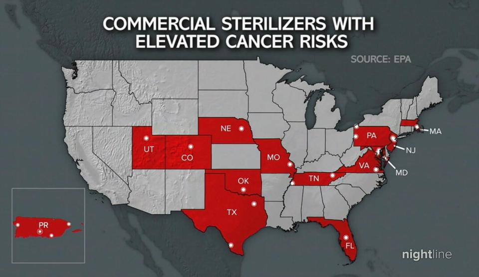 PHOTO: In August 2022, the EPA announced a list of 23 facilities where EtO emissions contributed to elevated lifetime cancer risk for people living nearby with long-term exposure. (ABC News)