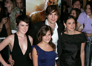 Rumer Willis , Tallulah Willis, Ashton Kutcher and Demi Moore at the New York premiere of 20th Century Fox's Live Free or Die Hard