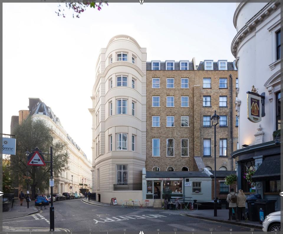 A visualisation of how the restored building would look submitted as part of the planning process (Westminster Council planning portal)