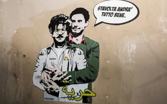 Il murales di Giulio Regeni e Patrick George Zaki a Roma (Fonte: Instagram)