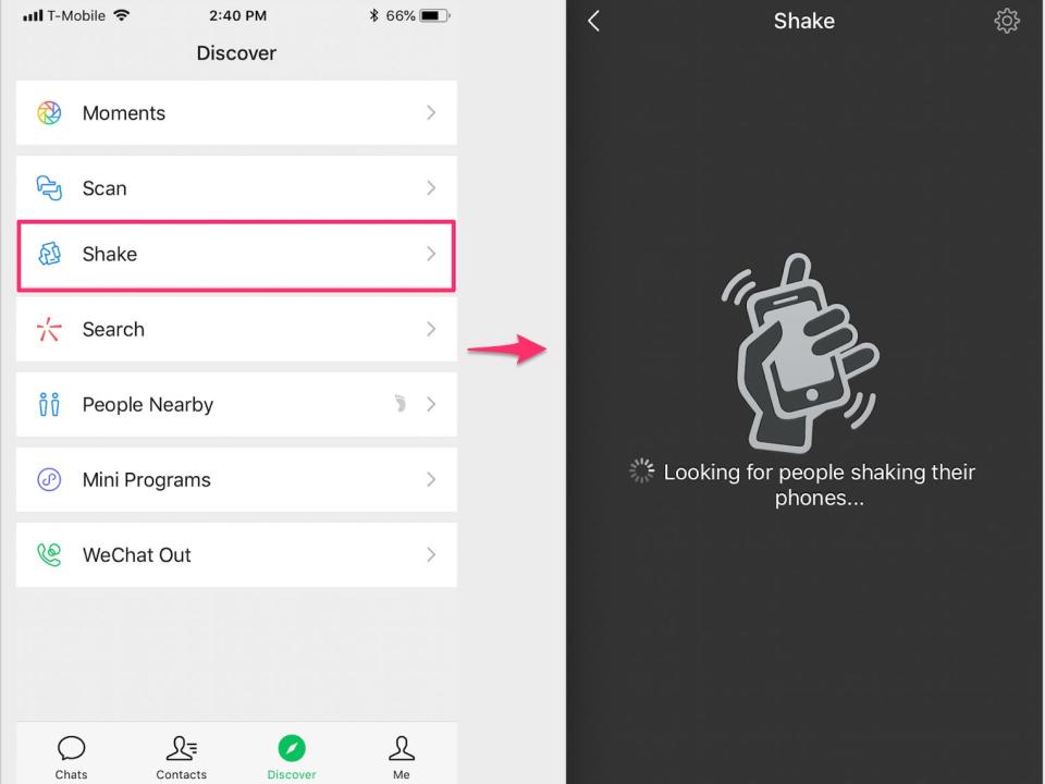 WeChat Shake function