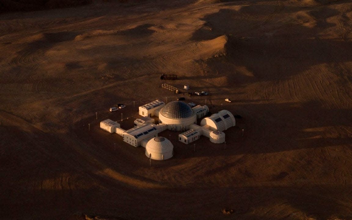 Mars Base 1 is surrounded by barren hills in northwest Gansu province - AFP