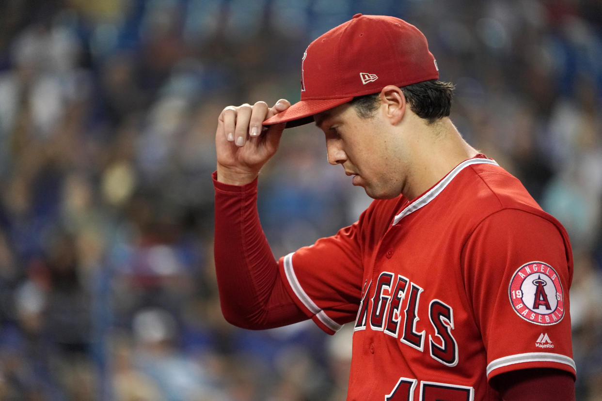  Los Angeles Angels Starting pitcher Tyler Skaggs died Monday at the age of 27, the team announced. (Photo by Jeff Chevrier/Icon Sportswire via Getty Images)