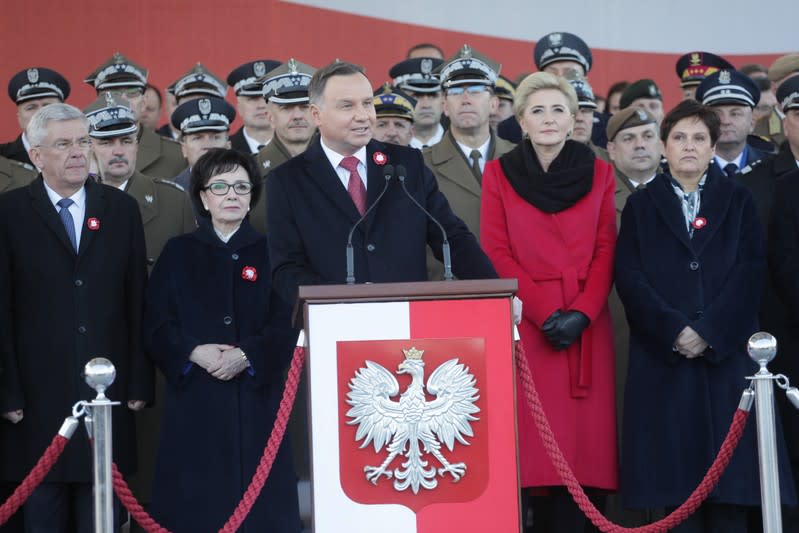 Polish President Duda attends a ceremony marking the National Independence Day in Warsaw