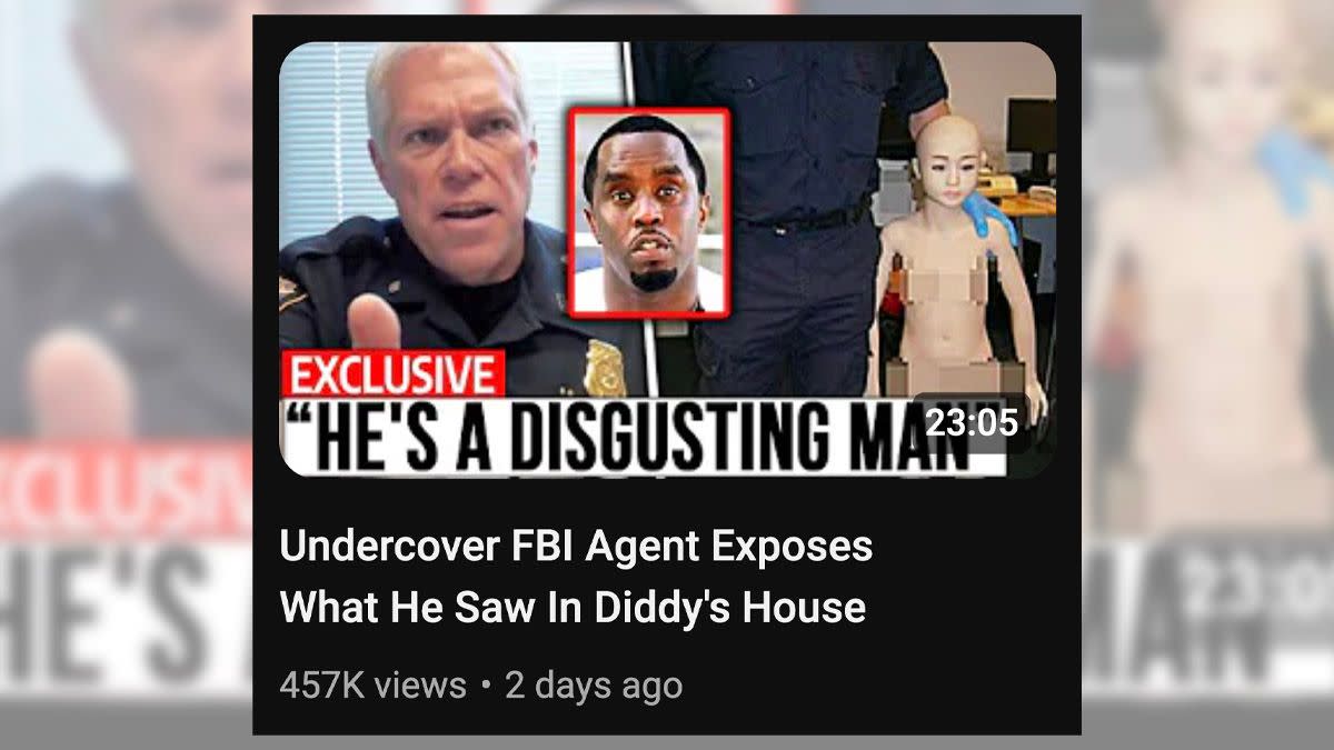 A YouTube video claimed an undercover FBI agent exposed what he saw when searching one of Sean Diddy Combs properties. 