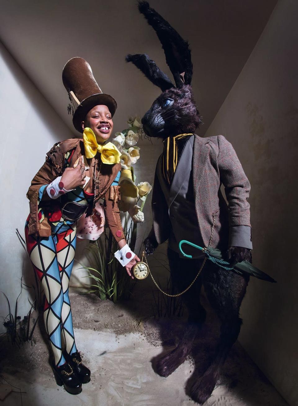 <p>Model Slick Woods plays the Mad Hatter in the Tim Walker shoot. </p>