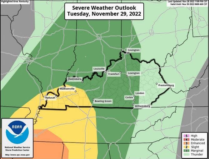 Thunderstorms loom over Western Kentucky