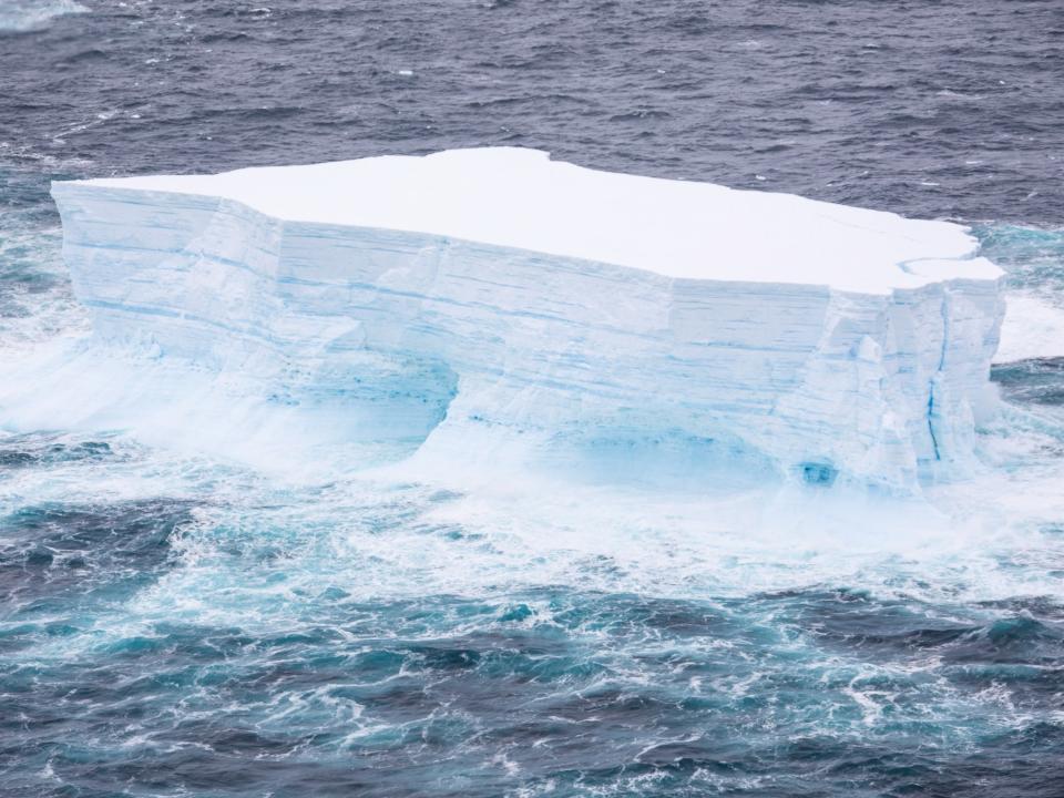 <p>One of the largest icebergs ever recorded was photographed as it floated from Antarctica towards the island of South Georgia</p> (EPA)