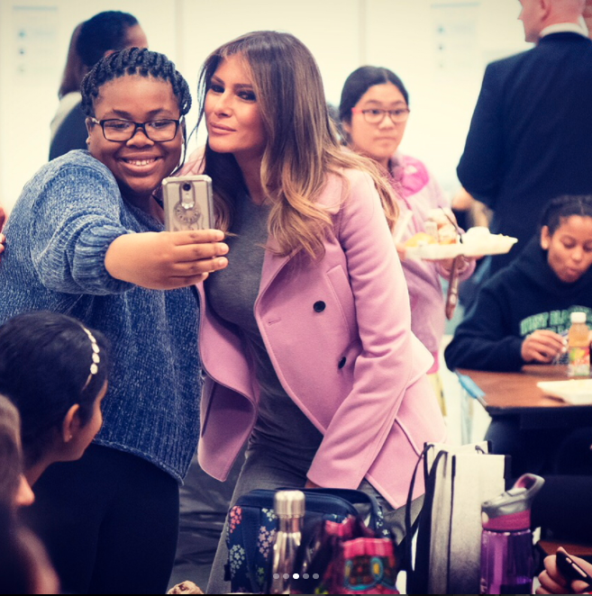 Melania walked through the school and preached about inclusion. Photo: Instagram/FLOTUS