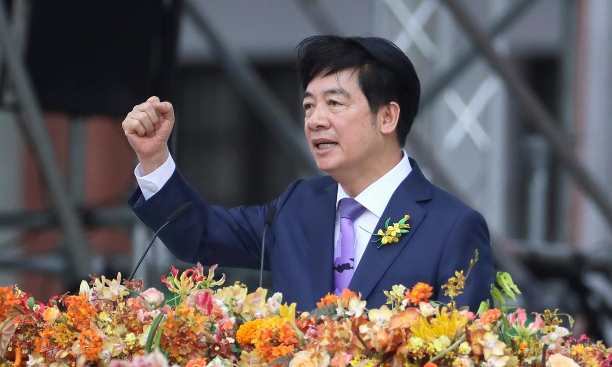 <span>Taiwan's President Lai Ching-te delivers a speech during his inauguration ceremony in Taipei, Taiwan. On Tuesday China responded to the speech, warning of undefined reprisals.</span><span>Photograph: Chiang Ying-ying/AP</span>