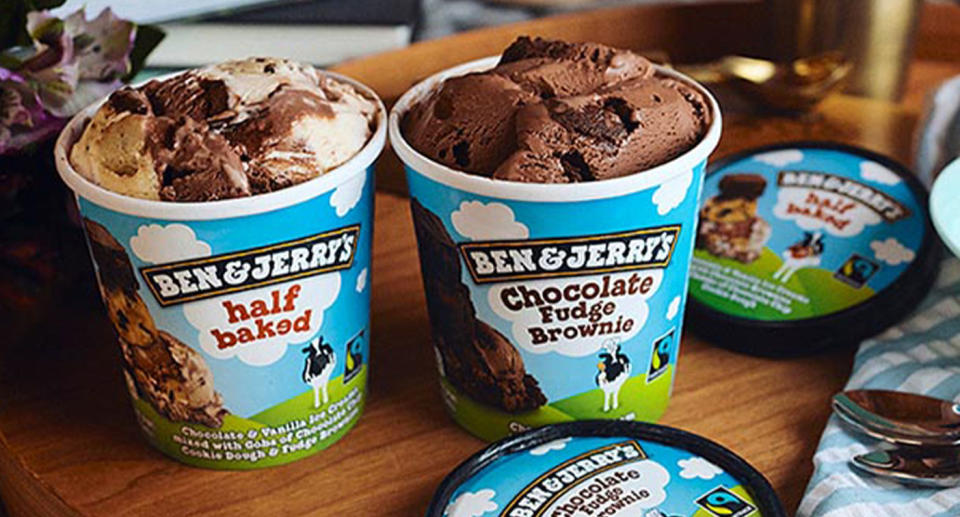 Two pints of Ben & Jerry's ice cream.