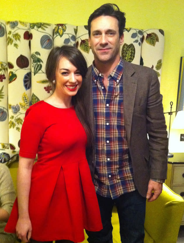 Celebrity photos: Team omg!’s Julia’s dream came true when she got this close to Mad Men hottie John Hamm.