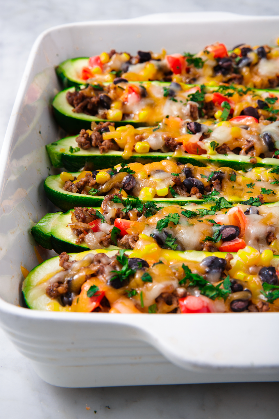 Courgette Burrito Boats