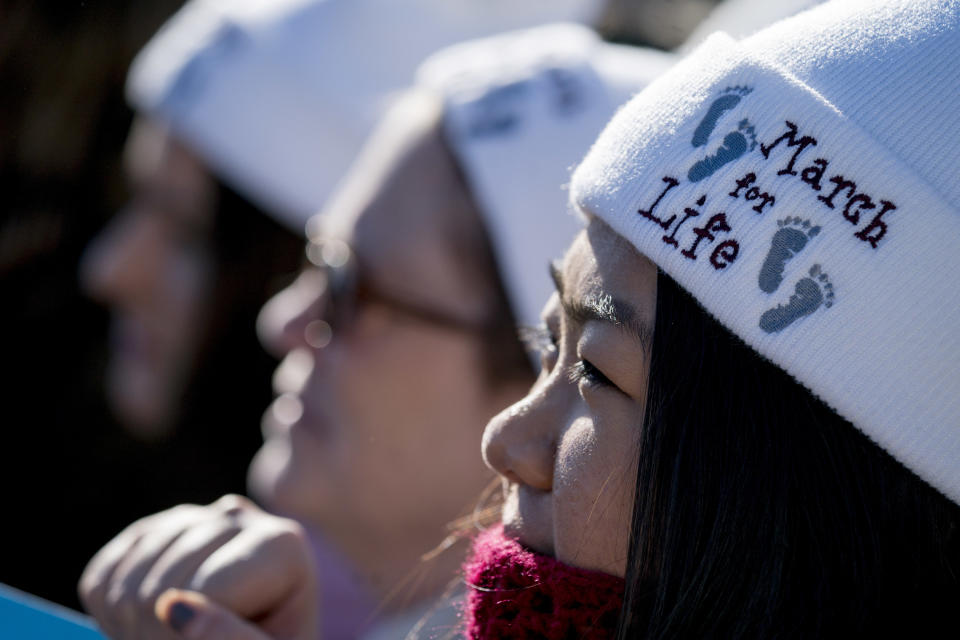 <p>Anti-abortion activists rally on the National Mall in Washington, Friday, Jan. 19, 2018, during the annual March for Life. (Photo: Andrew Harnik/AP) </p>