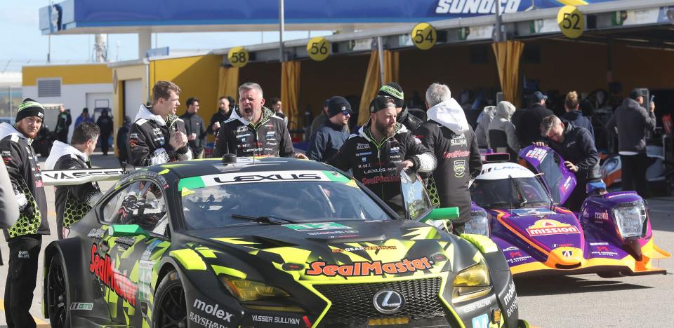 Team wait in line for inspection, Sunday, January 21, 2024 on the final day of the Roar Before the 24 at Daytona International Speedway.