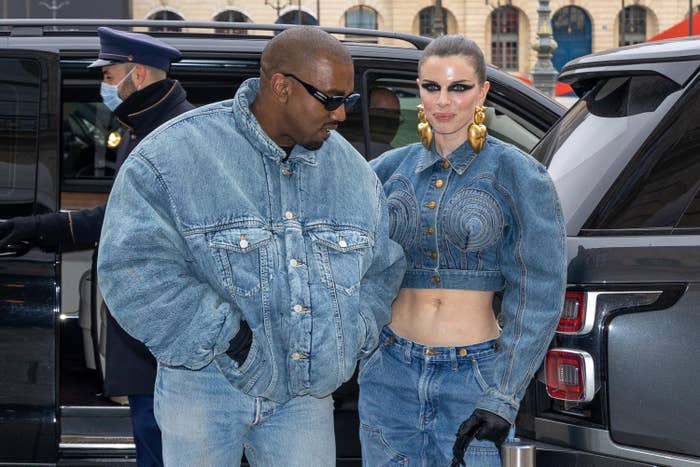 Kanye and Julia wear denim outfits together