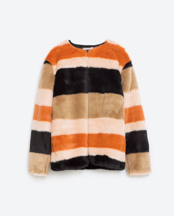 Faux Fur Striped Coat