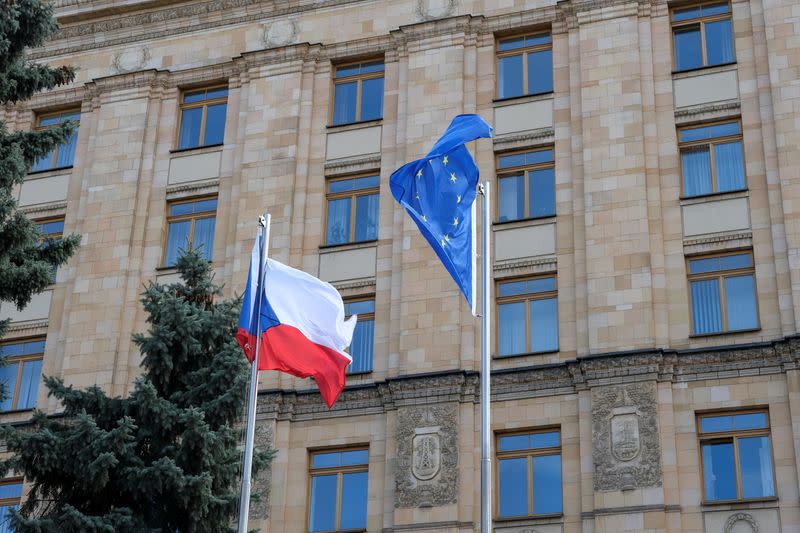 A view shows the embassy of the Czech Republic in Moscow