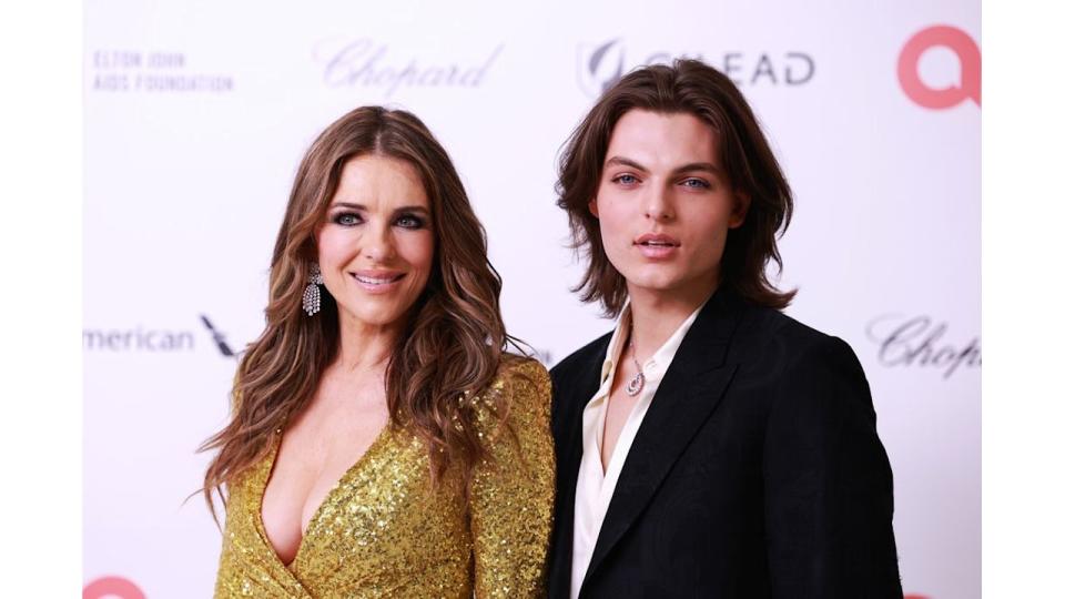 Elizabeth Hurley and Damian Hurley at the 32nd Annual Elton John AIDS Foundation Academy Awards Viewing Party held at The City of West Hollywood Park on March 10, 2024 in West Hollywood, California