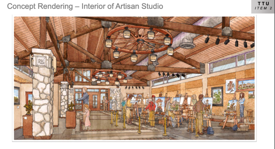 Concept Rendering of the National Ranching Heritage Center’s Red Steagall Institute of Traditional Western Arts of the interior Artisan Studio.
