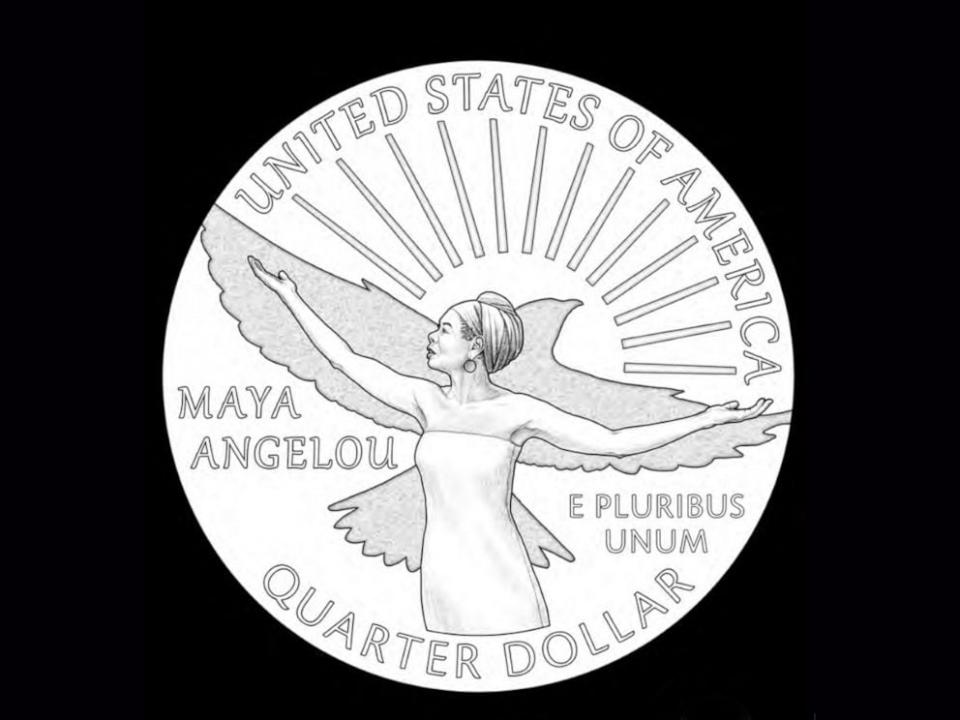 Sample design of the new quarter featuring Maya Angelou. Photo credit: U.S. Mint