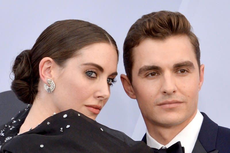 Dave Franco, seen with wife Alison Brie, also stars in "Love Lies Bleeding." File Photo by Jim Ruymen/UPI