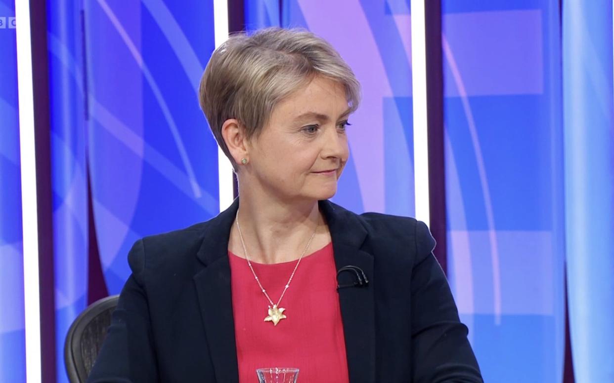 Yvette Cooper on BBC One's Question Time on Thursday night