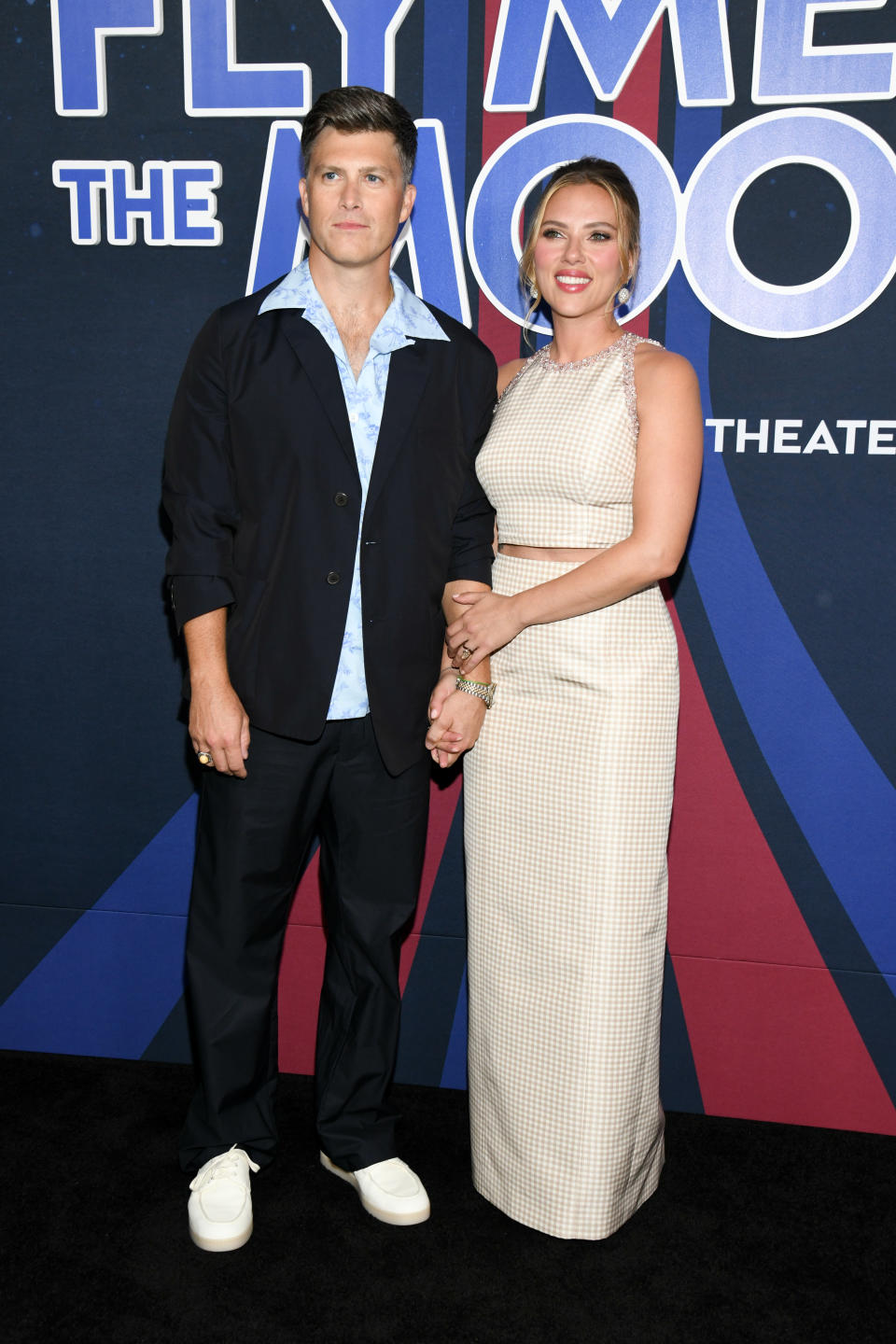 Colin Jost and Scarlett Johansson at ‘Fly Me To The Moon’  New York premiere held at the AMC Lincoln Square on July 8, 2024 in New York, New York.