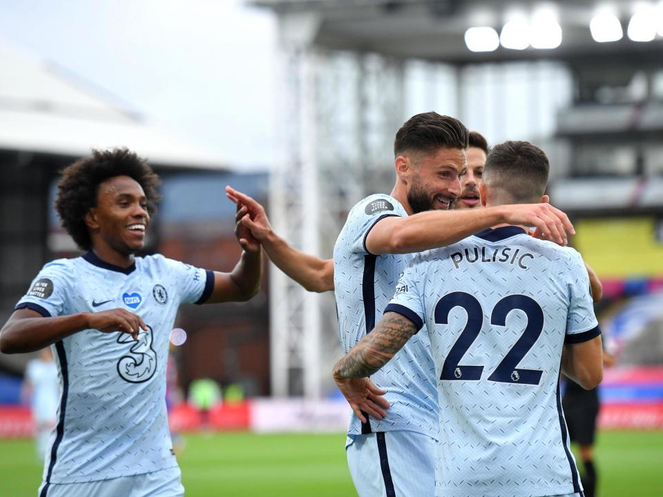 Chelsea celebrate after Pulisic doubles the lead: Getty