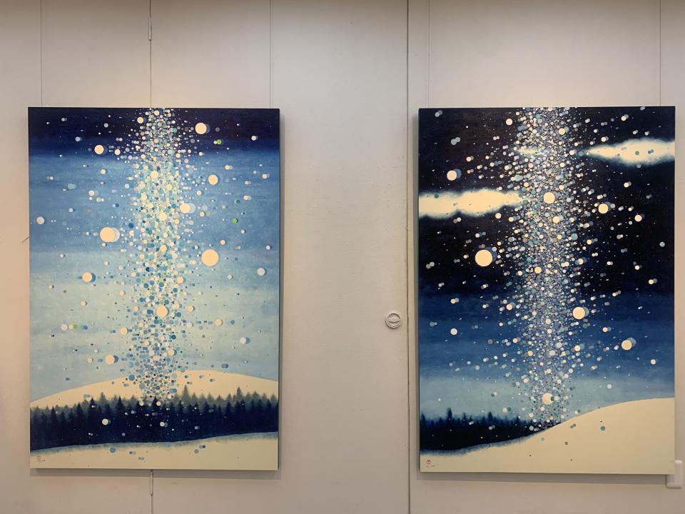 北海道出身的插畫家以雪季特有光柱為主題