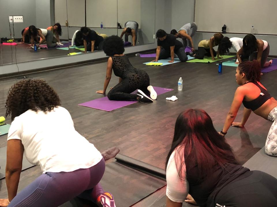 Tyomi Morgan, who created the cowgirl workout for better sex on top, teaches a class in Virginia.
