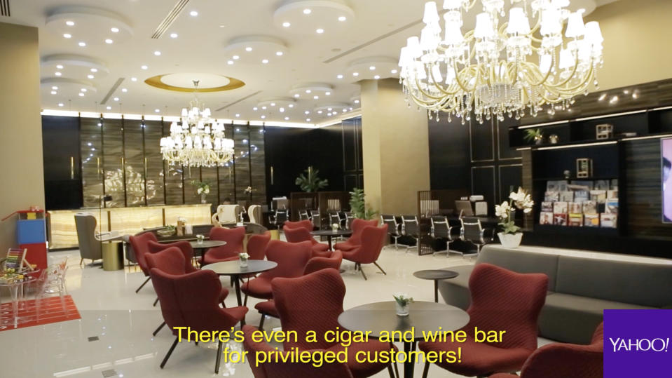 Car servicing centre MBM Autocity has a lounge offering cigars and wine. (Photo: Yahoo Lifestyle Singapore)