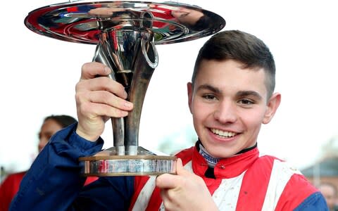 Ben Jones celebrates after winning The Ladbrokes Trophy - Credit: PA