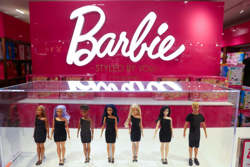 Barbie dolls, a brand owned by Mattel, are seen at the FAO Schwarz toy store in Manhattan, New York City