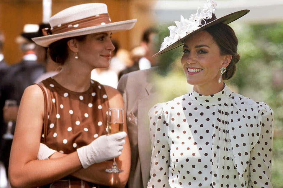 Kate Middleton Channels ‘Pretty Woman’ Style in Polka Dot Dress & Brown Heels at the Royal Ascot