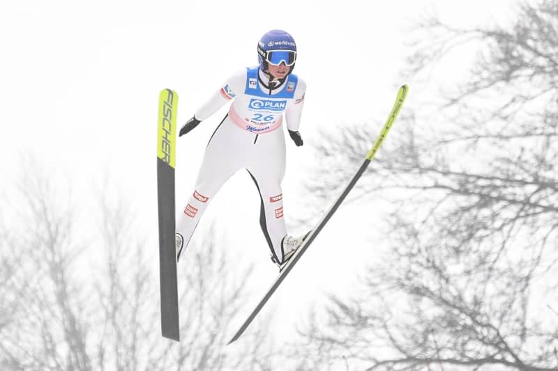 Austria's Jacqueline Seifriedsberger jumps during the Women's large hill competition of the Ski jumping World Cup in Willingen. Swen Pförtner/dpa