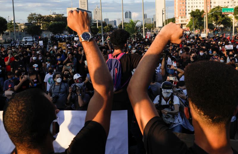 Protest against the police brutality of Rio's police forces and racism, in Rio de Janeiro