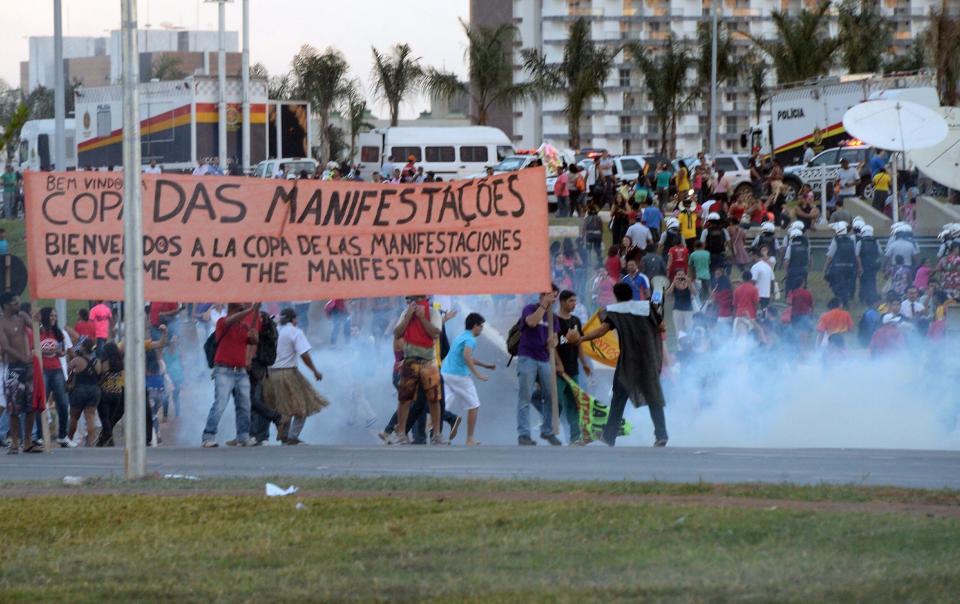 The protesters were joined by indigenous people demanding land rights