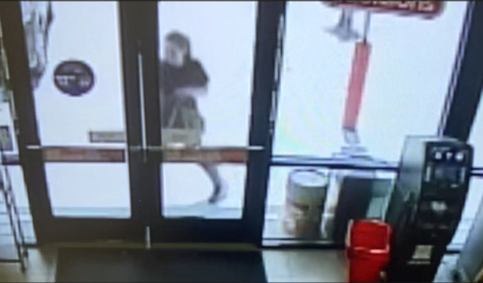 Gwen Brunelle of Boise enters a Jackson’s in Nampa on Monday, June 26, wearing different clothes than when she left home just hours earlier. The photo is a screenshot of store video later recovered by police.