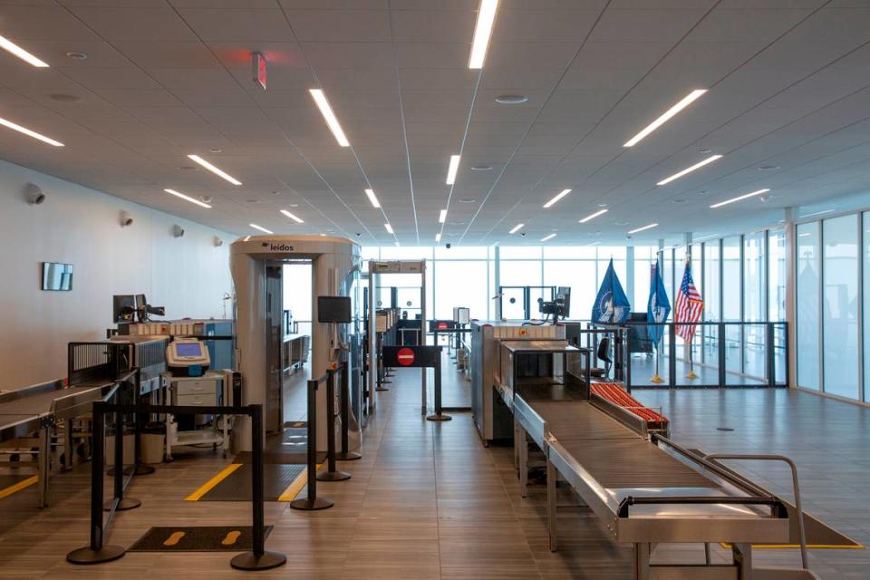 The new TSA screening area at MidAmerica St. Louis Airport, photographed on Tuesday, June 13, 2023 at the grand opening of the airport’s new terminal.