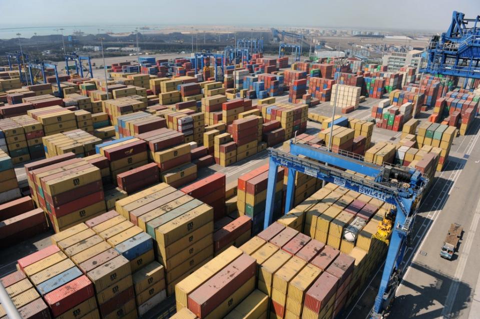 File image: Stacked containers are seen at Mundra Port in Gujarat, India (AFP via Getty Images)