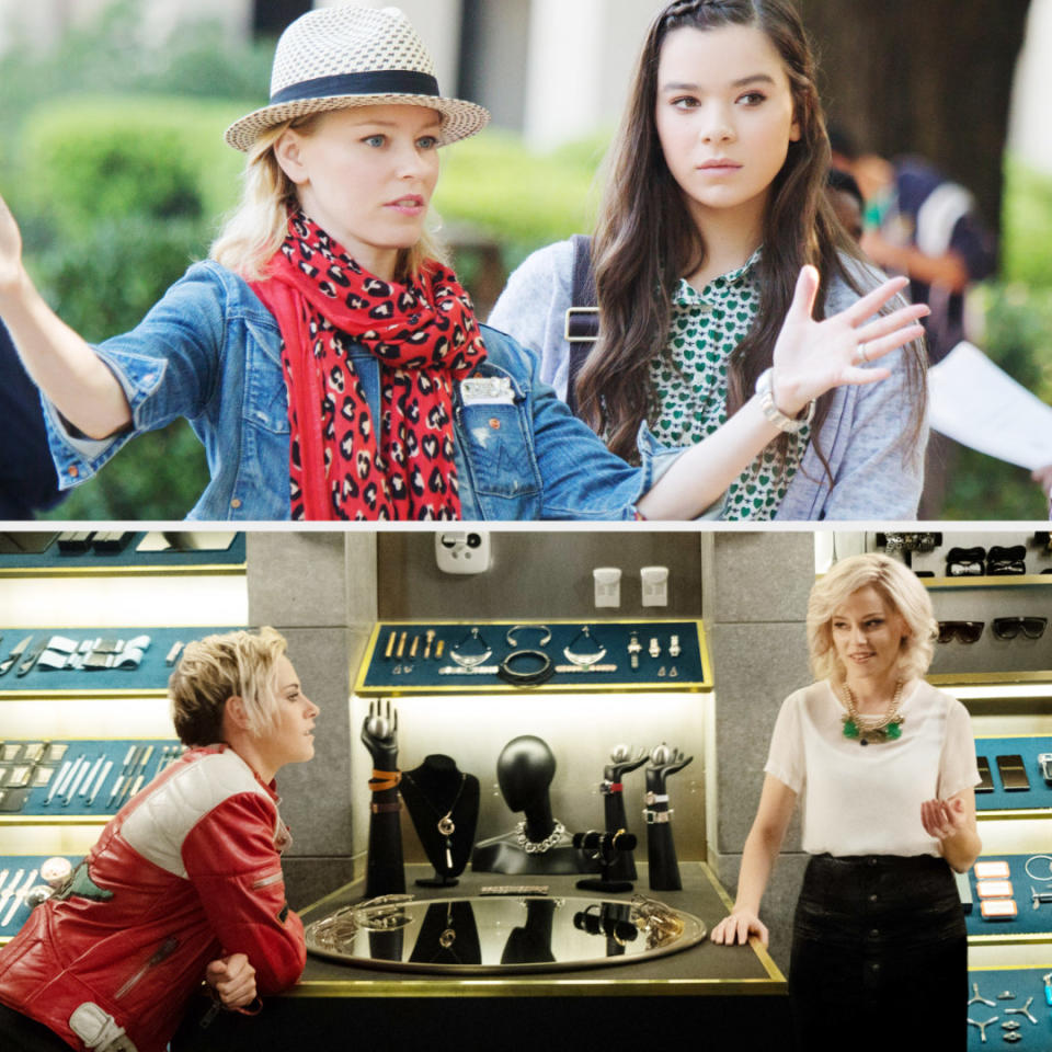 Elizabeth Banks directing Hailee Steinfeld in "Pitch Perfect 2;" Banks acting with Stewart in "Charlie's Angels"